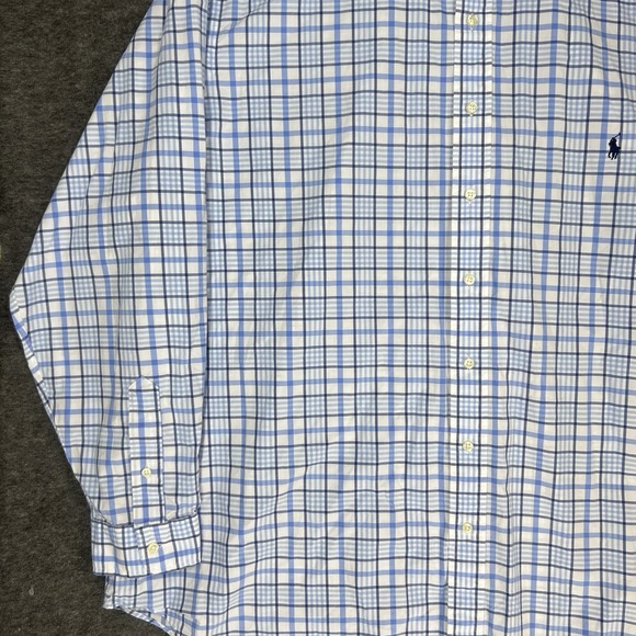 Ralph Lauren Shirt Mens 3XB Blue Plaid Cotton Stretch Pinpoint Oxford Preppy - Picture 7 of 12